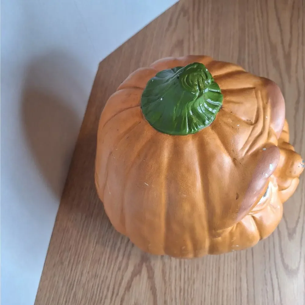 VTV Vintage Ceramic Pumpkin Jack O Lantern Wide Mouth Bloodshot Eyes Halloween